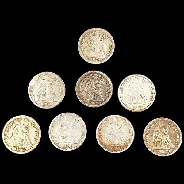[8] Seated Libery Dimes (1845, 1859, 1861, 1862, 1