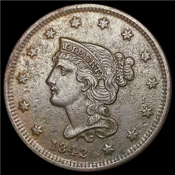 1842 Braided Hair Large Cent NEARLY UNCIRCULATED