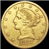 Image 1 : 1857 $5 Gold Half Eagle NEARLY UNCIRCULATED