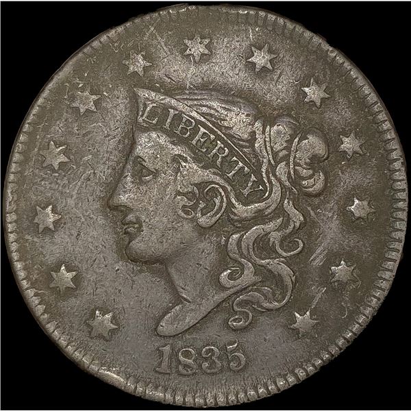 1835 Head of 36 N-15 Coronet Head Large Cent NEARL