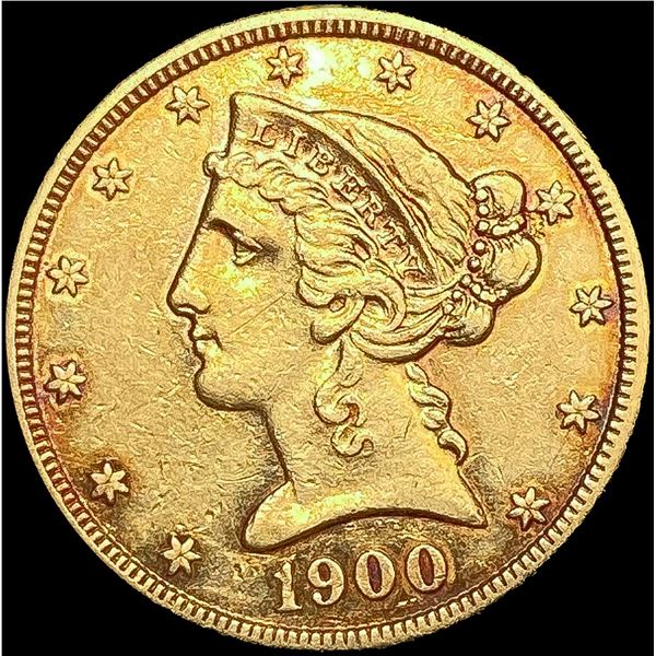1900-S $5 Gold Half Eagle CLOSELY UNCIRCULATED