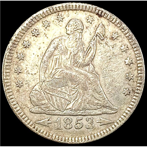1853 Arws & Rays Seated Liberty Quarter CLOSELY UN