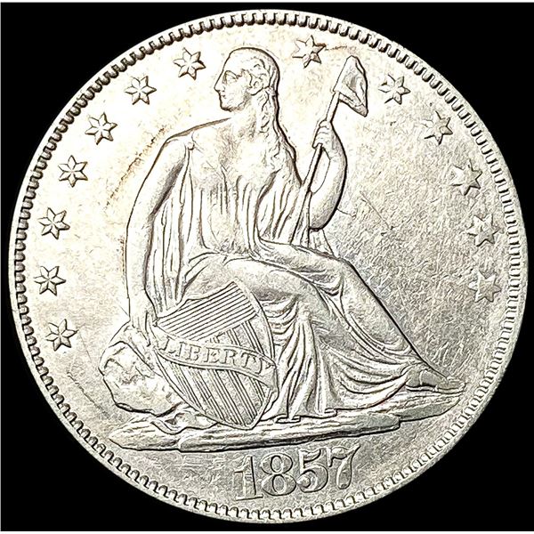 1857 Seated Liberty Half Dollar CLOSELY UNCIRCULAT