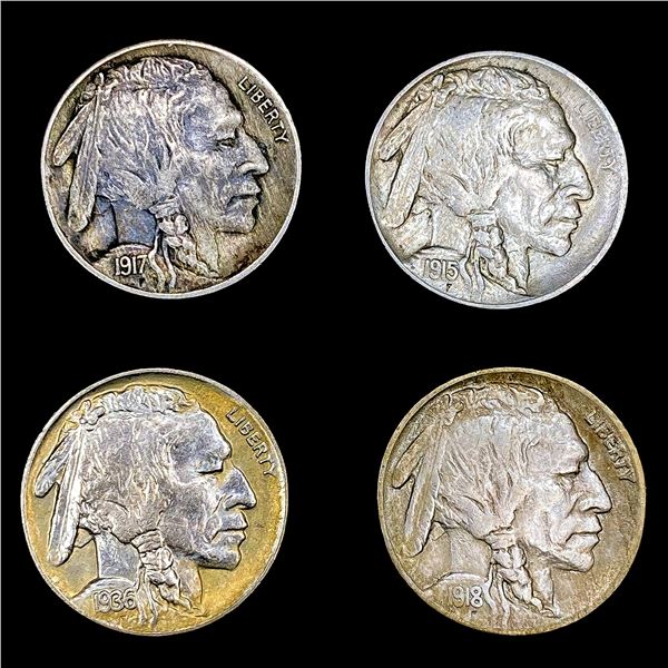 [4] US Buffalo Nickels (1915, 1917, 1918, 1936-D)