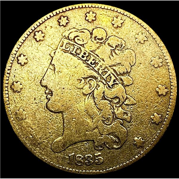 1835 $5 Gold Half Eagle NICELY CIRCULATED