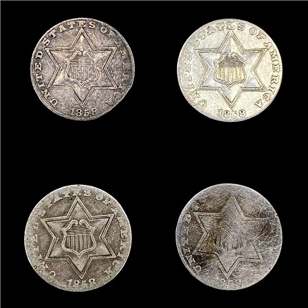 [4] 1858 US Silver Three Cents NICELY CIRCULATED