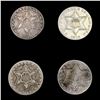 Image 1 : [4] 1858 US Silver Three Cents NICELY CIRCULATED
