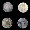 Image 2 : [4] 1858 US Silver Three Cents NICELY CIRCULATED