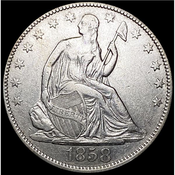 1858 Seated Liberty Half Dollar NEARLY UNCIRCULATE