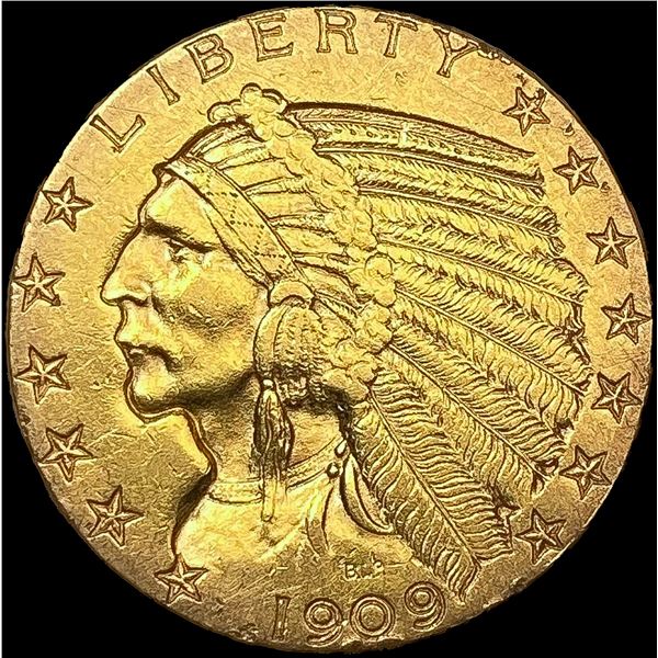 1909-D $5 Gold Half Eagle CLOSELY UNCIRCULATED