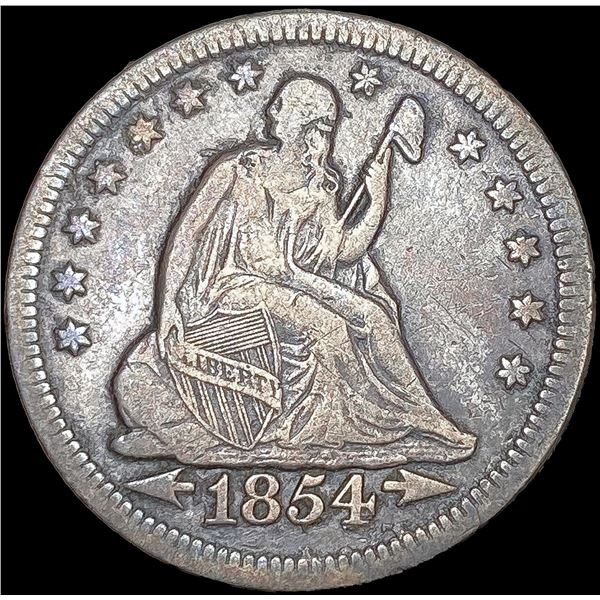 1854-O Arws Seated Liberty Quarter LIGHTLY CIRCULA