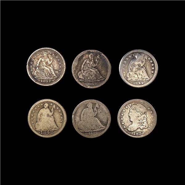 [6] Varied US SILV Half Dimes (1835, (2) 1837, 184
