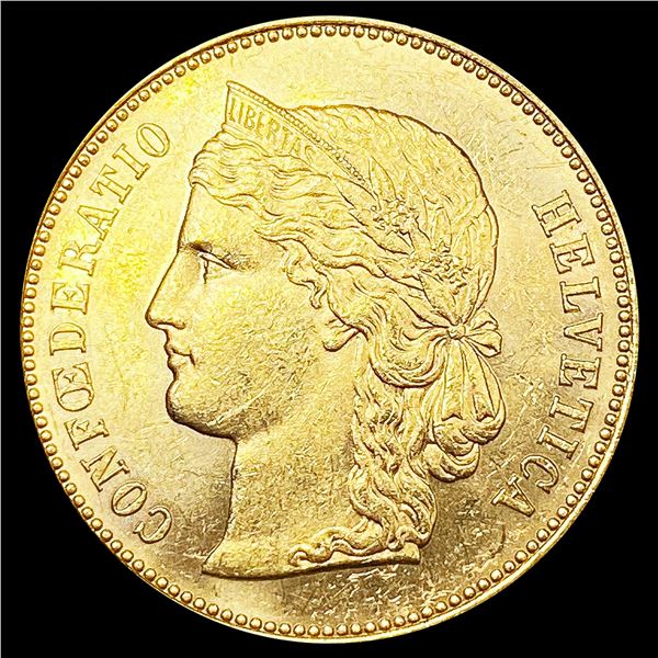 1893-B Swiss .1867oz Gold 20 Francs UNCIRCULATED