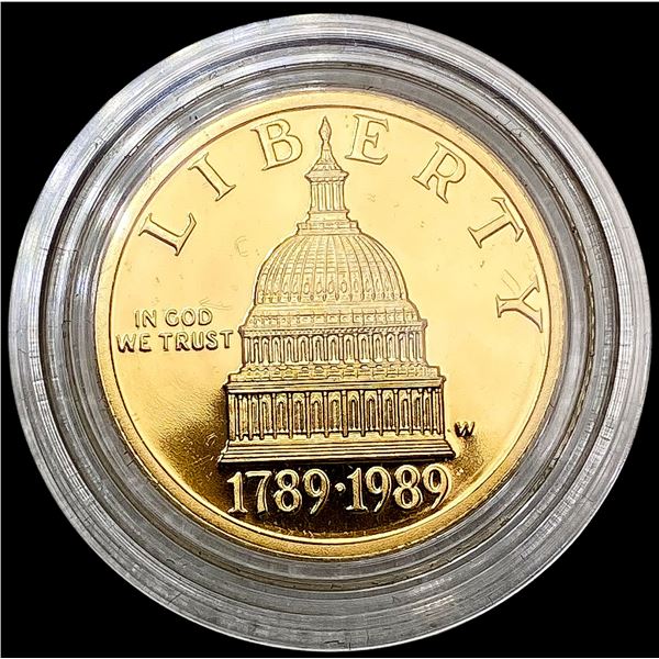 1989-W US Commem .25oz Gold $5 GEM PROOF