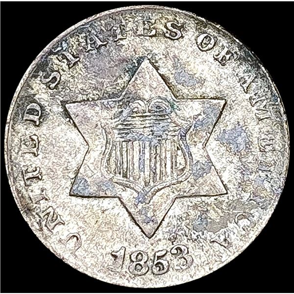 1853 Silver Three Cent CLOSELY UNCIRCULATED