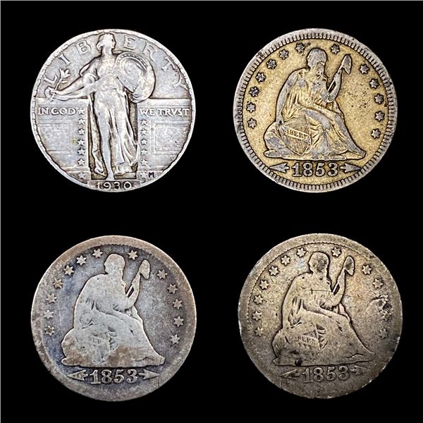 [4] Varied US Quarters (1930, (3) 1853) HIGH GRADE