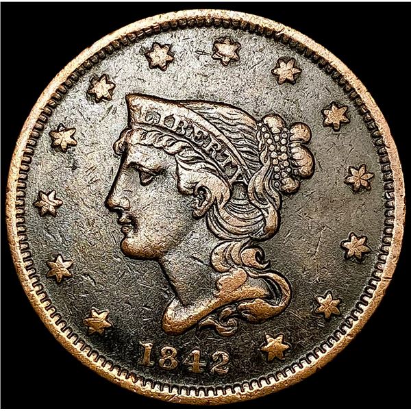 1842 Braided Hair Large Cent LIGHTLY CIRCULATED
