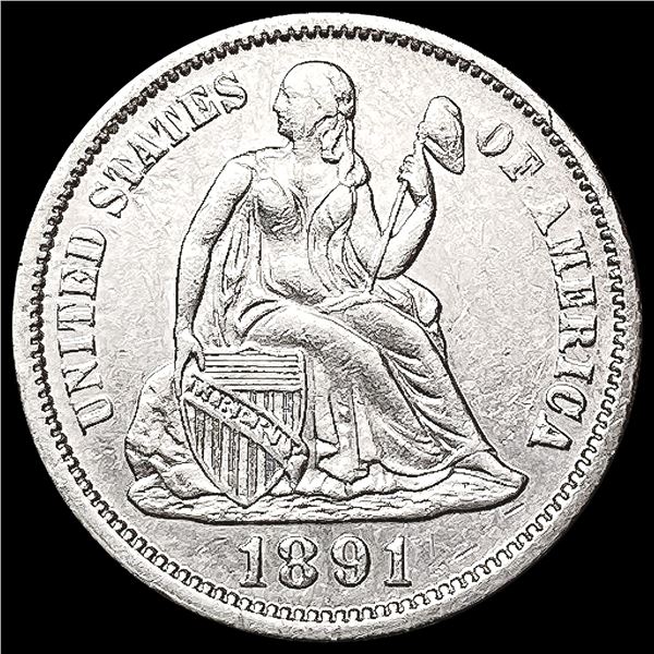 1891 Seated Liberty Dime CHOICE AU