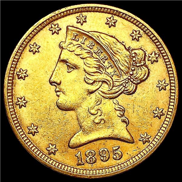 1895 $5 Gold Half Eagle CHOICE AU