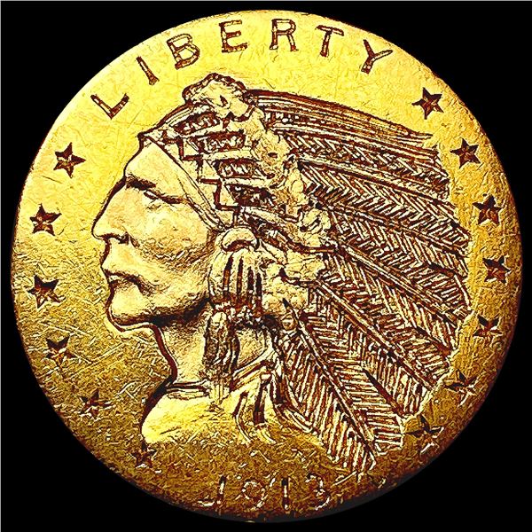 1913 $2.50 Gold Quarter Eagle NICELY CIRCULATED