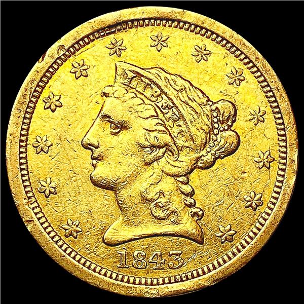 1843-O $2.50 Gold Quarter Eagle NICELY CIRCULATED