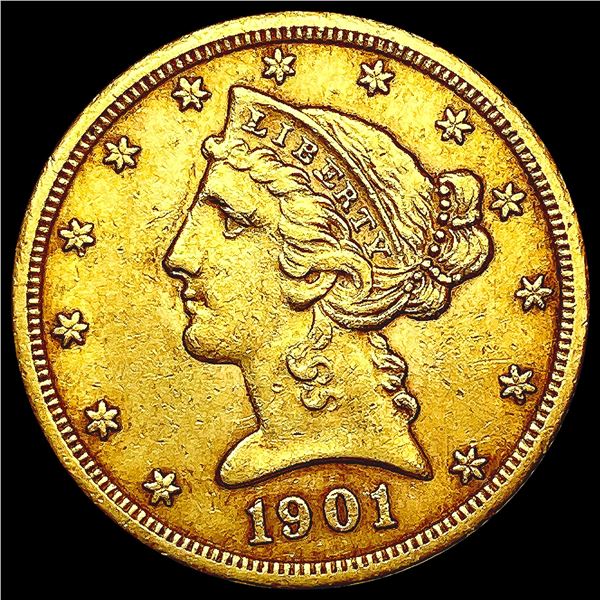 1901-S $5 Gold Half Eagle CLOSELY UNCIRCULATED