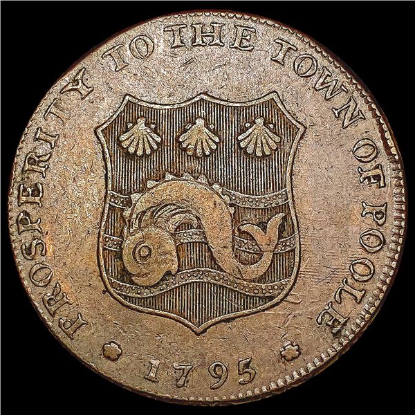 1795 Poole Colonial Halfpenny LIGHTLY CIRCULATED