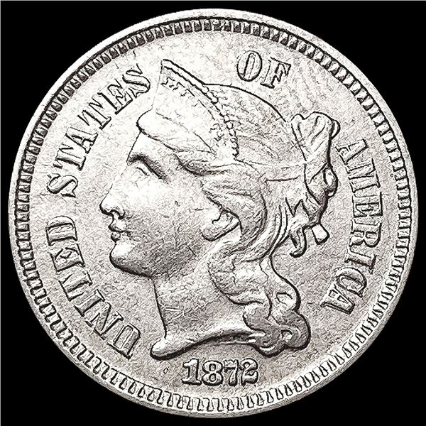 1872 Nickel Three Cent CLOSELY UNCIRCULATED