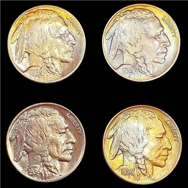 [4] Buffalo Nickels [1929-S, 1929-S, 1936-D, 1936]