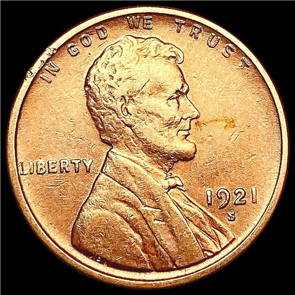 1921-S Wheat Cent CHOICE AU