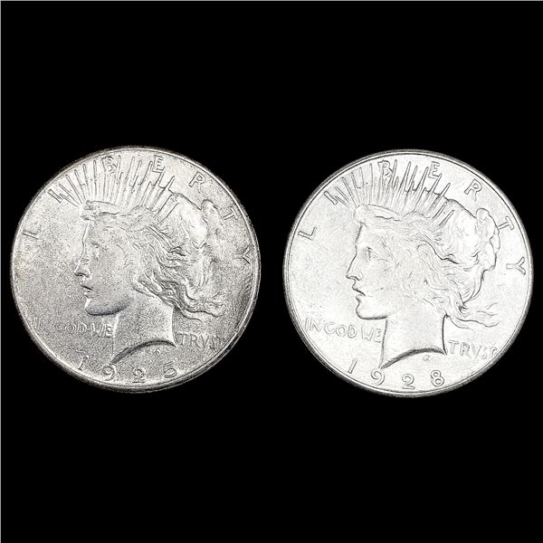 [2] Peace Silver Dollars [1925-S, 1928-S] CLOSELY