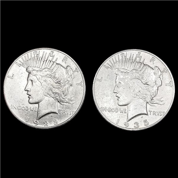 [2] Peace Silver Dollars [1928-S, 1935-S] CLOSELY