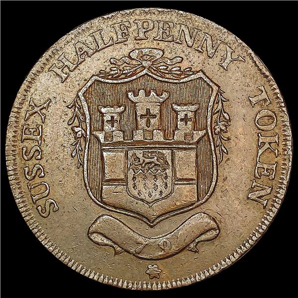 1794 Sussex Colonial Halfpenny NEARLY UNCIRCULATED