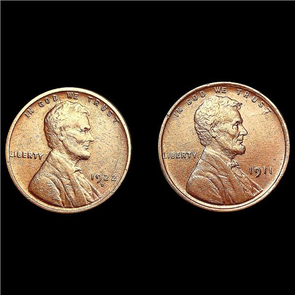 [2] Wheat Cents [1911, 1922-D] CLOSELY UNCIRCULATE
