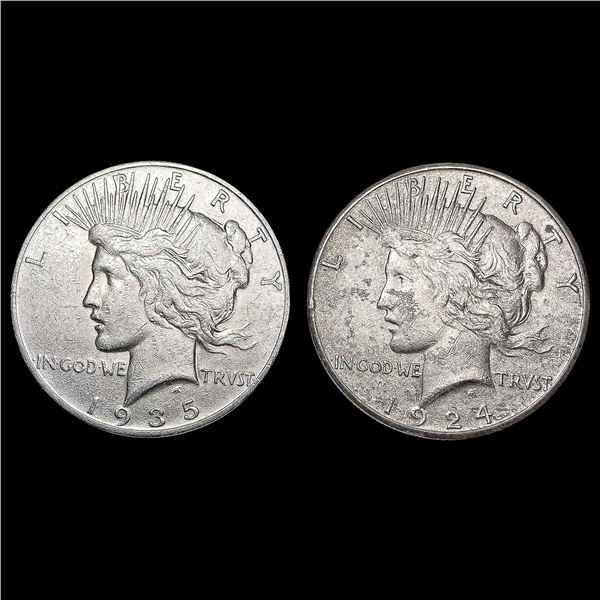 [2] Peace Silver Dollars [1924-S, 1935-S] CLOSELY