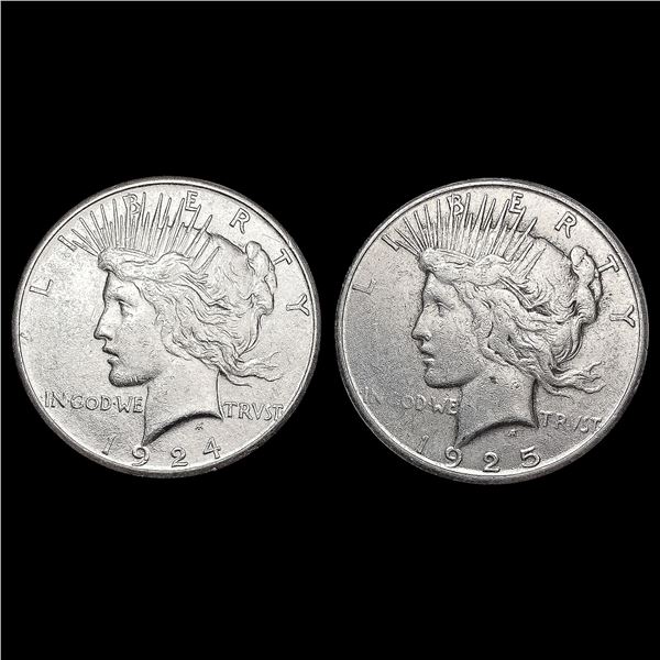 [2] Peace Silver Dollars [1924-S, 1925-S] CLOSELY