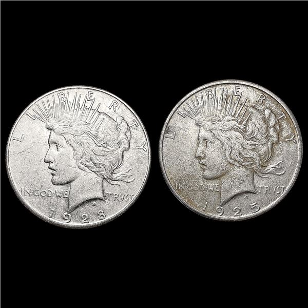 [2] Peace Silver Dollars [1925-S, 1928-S] CLOSELY