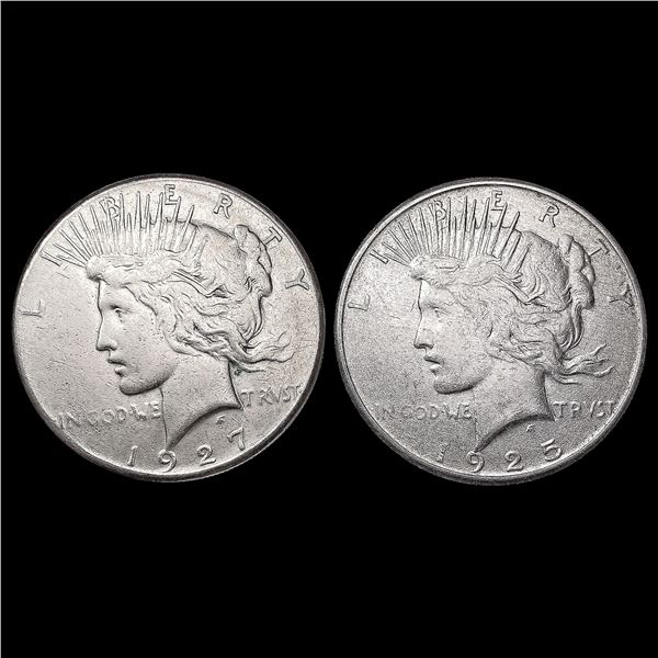 [2] Peace Silver Dollars [1925-S, 1927-S] CLOSELY