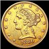 Image 1 : 1880 $5 Gold Half Eagle CLOSELY UNCIRCULATED