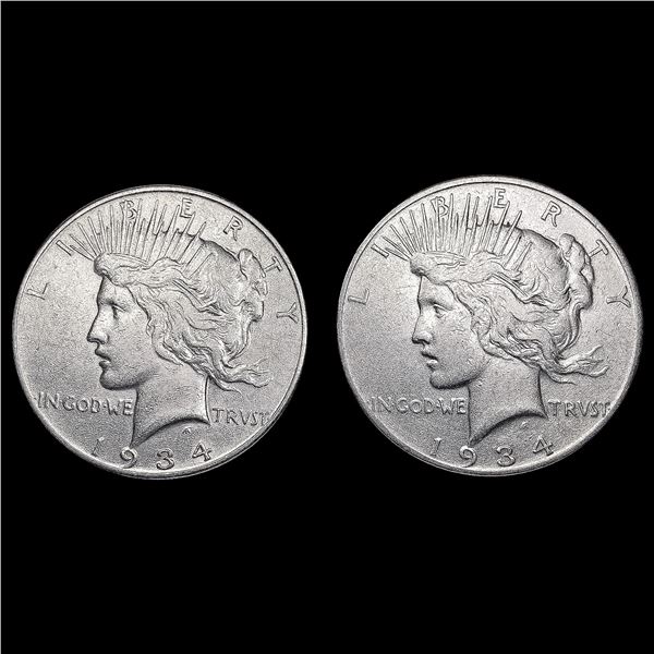 [2] 1934 Peace Silver Dollars CLOSELY UNCIRCULATED