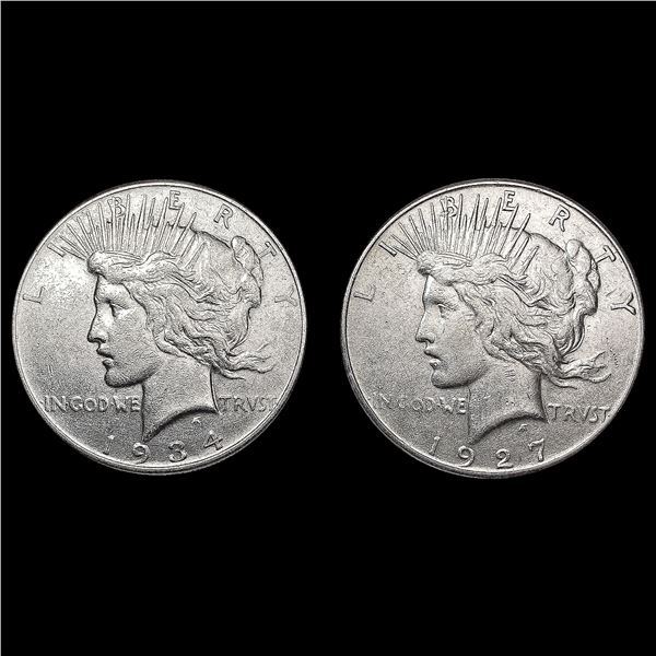 [2] Peace Silver Dollars [1927-S, 1934] CLOSELY UN
