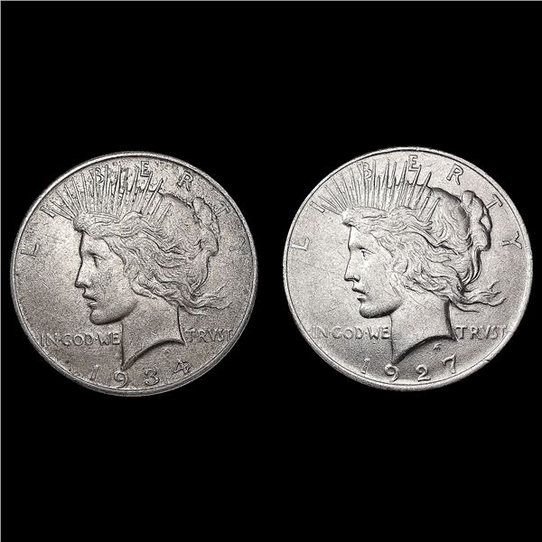 [2] Peace Silver Dollar [1927-D, 1934-D] CLOSELY U