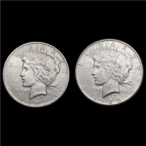 [2] Peace Silver Dollars [1925-S, 1927-D] CLOSELY