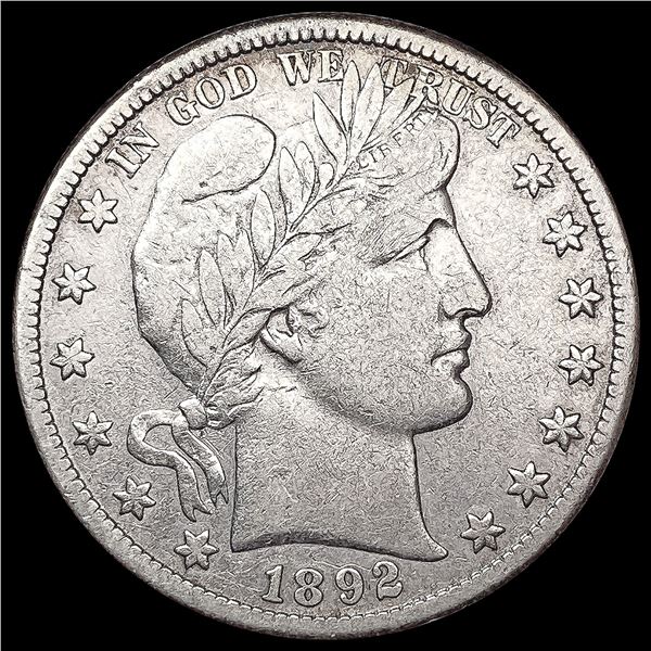 1892-S Barber Half Dollar ABOUT UNCIRCULATED
