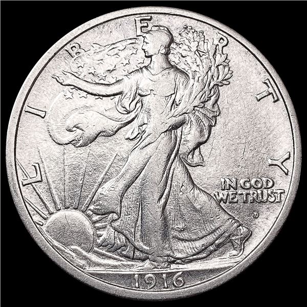 1916-D Walking Liberty Half Dollar NEARLY UNCIRCUL