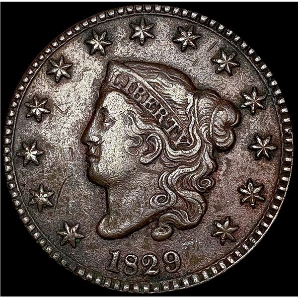 1829 Lg Ltrs N-1 Coronet Head Large Cent CLOSELY U