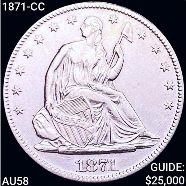 1871-CC Seated Liberty Half Dollar CHOICE AU