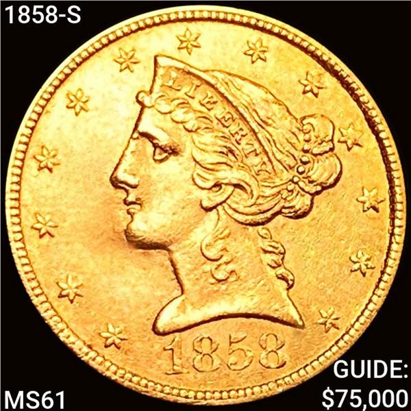 1858-S $5 Gold Half Eagle UNCIRCULATED