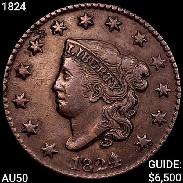 1824 Coronet Head Cent CLOSELY UNCIRCULATED