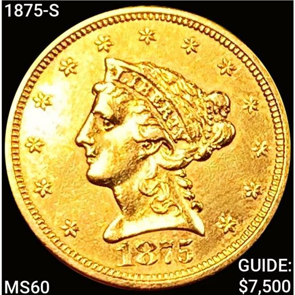 1875-S $2.50 Gold Quarter Eagle UNCIRCULATED